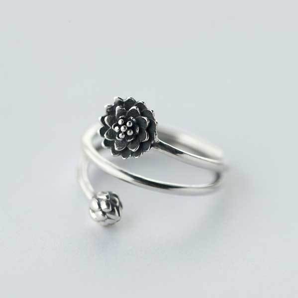 Silver Triple Wrap Lotus Ring