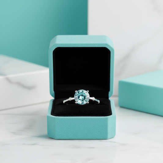 3.0 Ct Round Cut Aquamarine Solitaire Engagement Ring