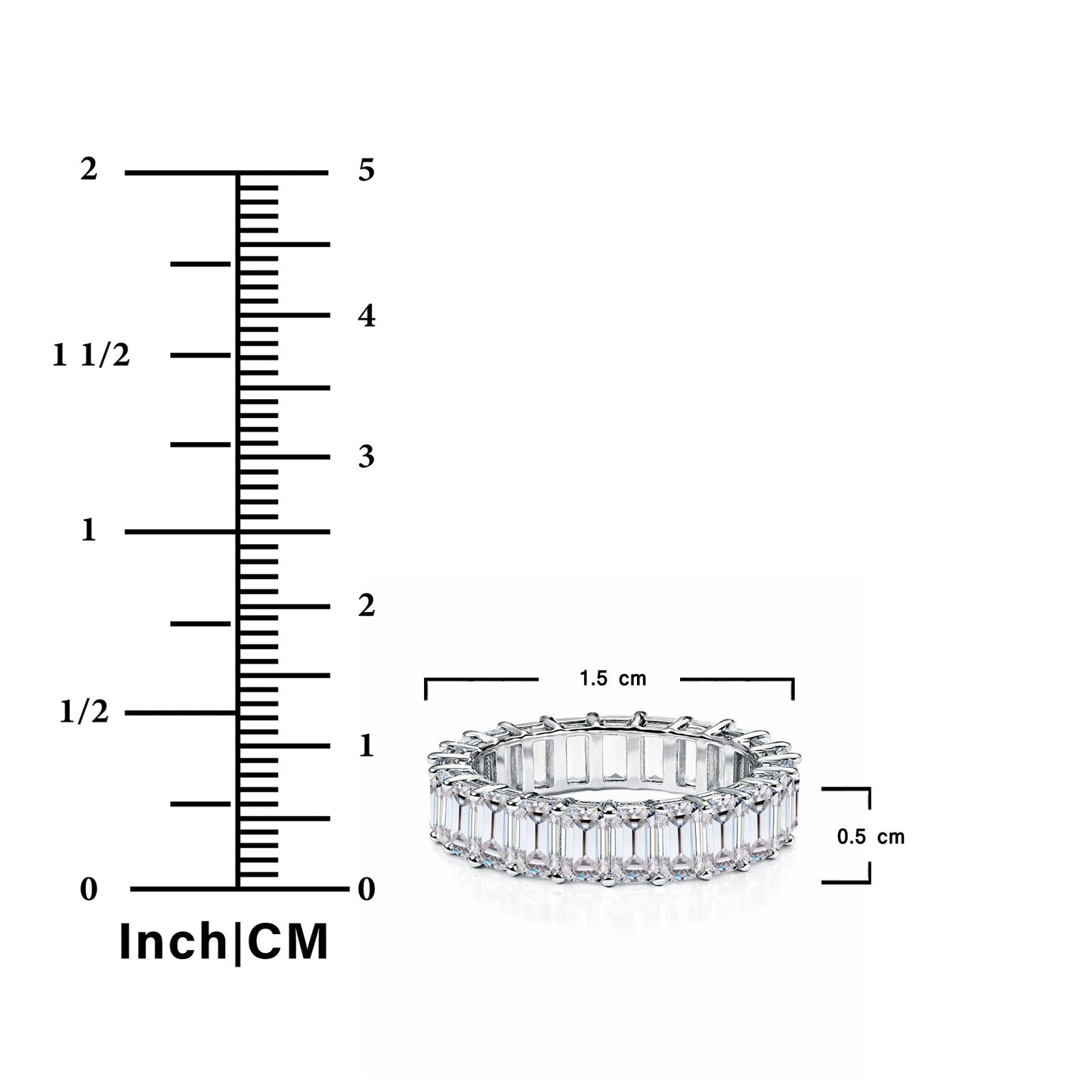 10 Carat Emerald Cut Birthstone - Multicolor Eternity Wedding Band
