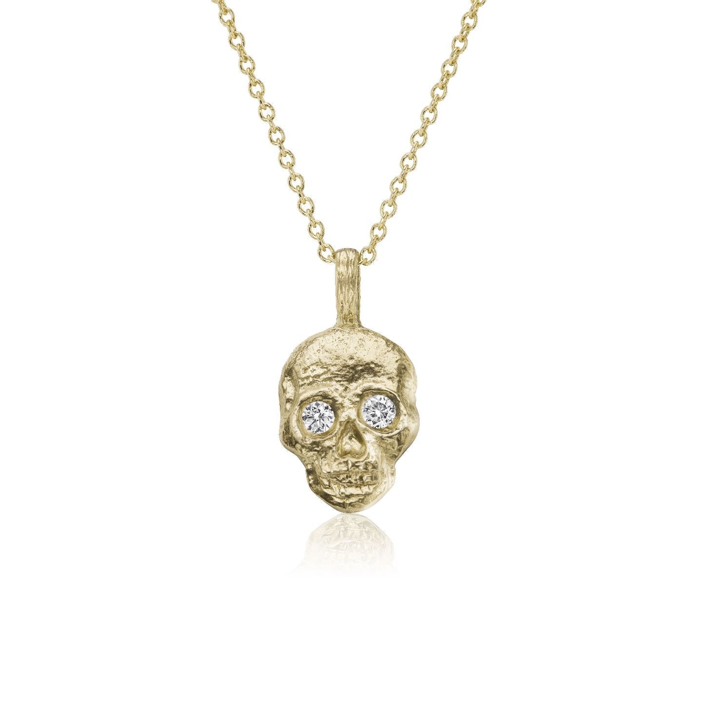 ・SKULL NECKLACE・ Diamond Eyes, Gold Pendant