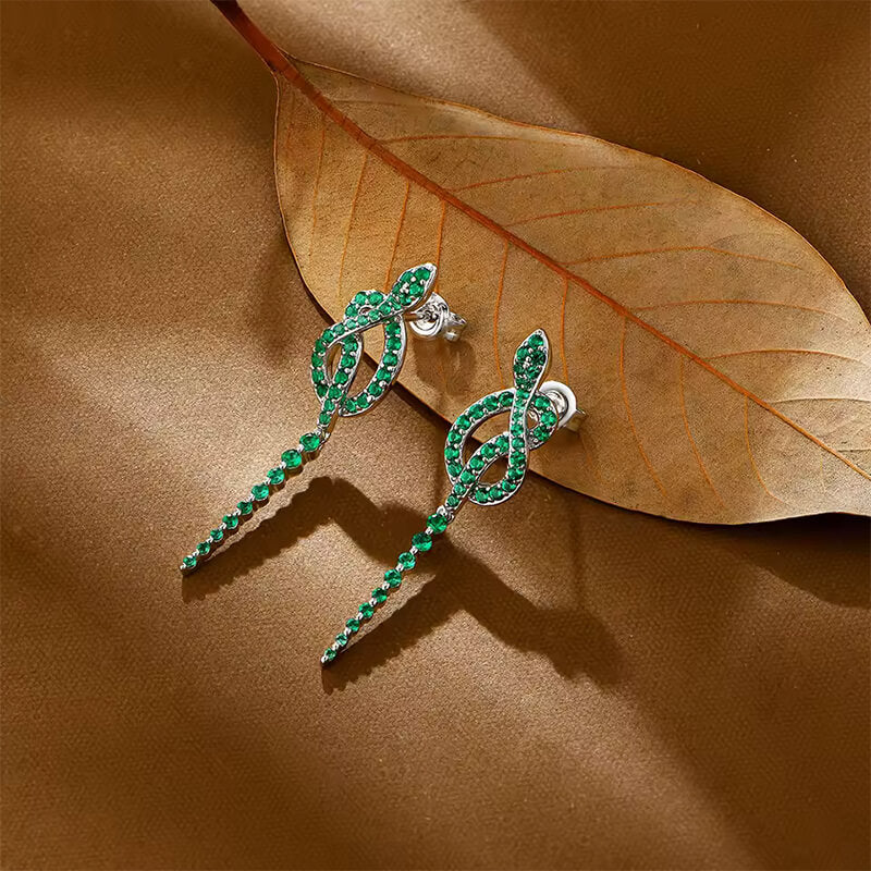 Snake Earrings Green Nano Gemstone In Sterling Silver