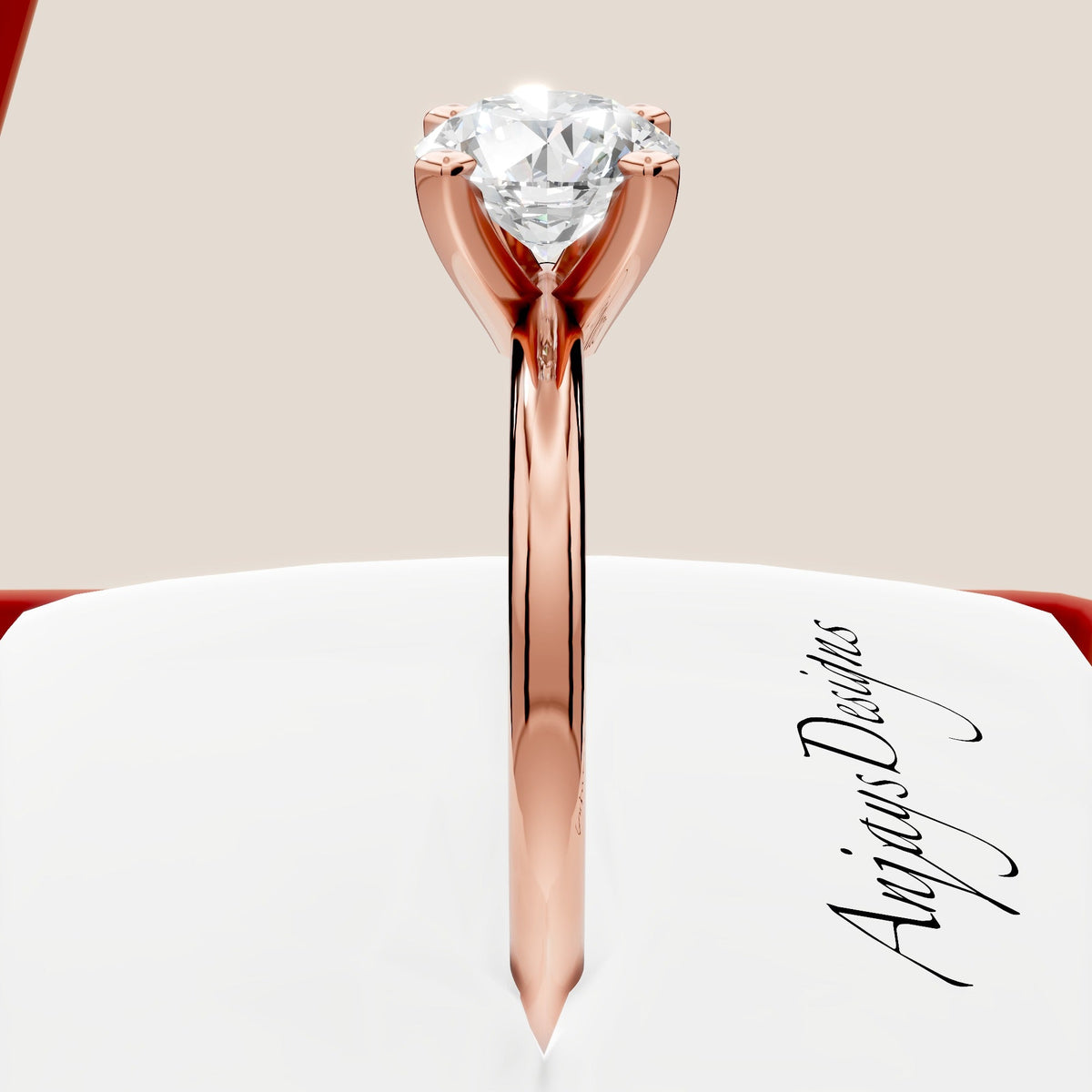 1 Carat Round Lab Grown Diamond Engagement Ring Minimalist Solitaire 4 Prongs Dainty Wedding Ring