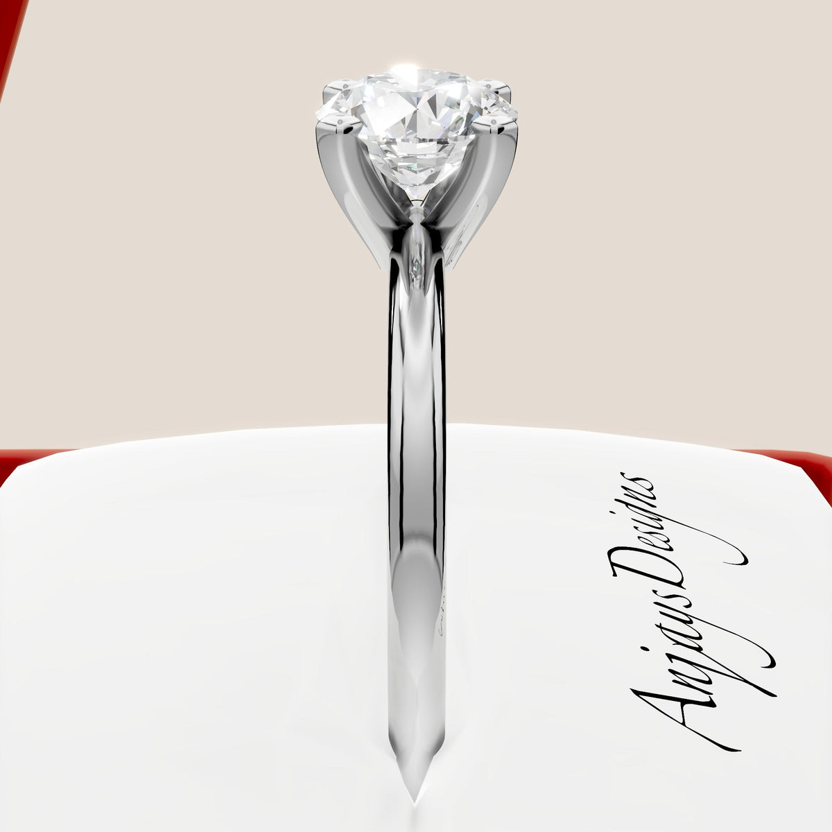 1 Carat Round Lab Grown Diamond Engagement Ring Minimalist Solitaire 4 Prongs Dainty Wedding Ring