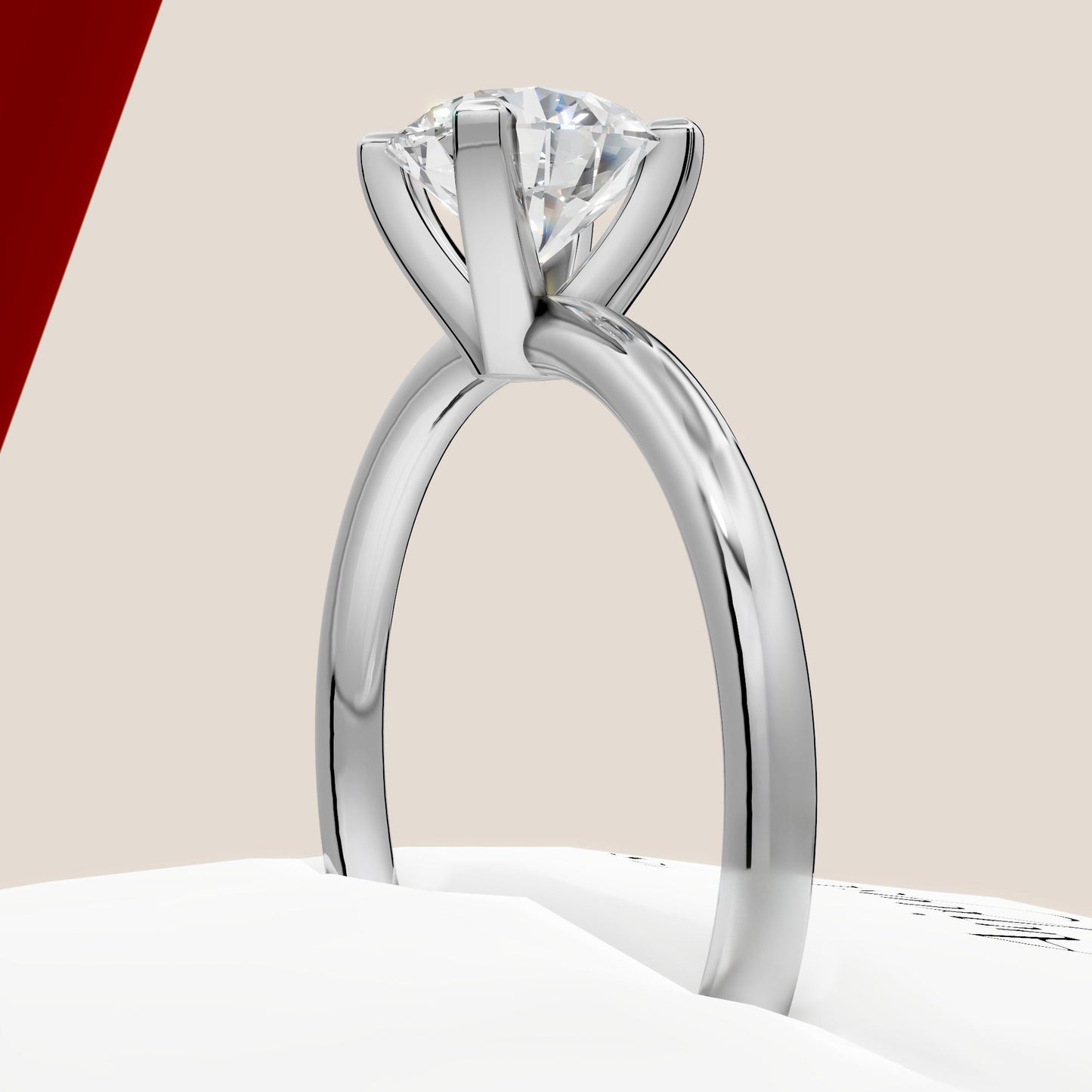 1 Carat Round Lab Grown Diamond Engagement Ring Minimalist Solitaire 4 Prongs Dainty Wedding Ring