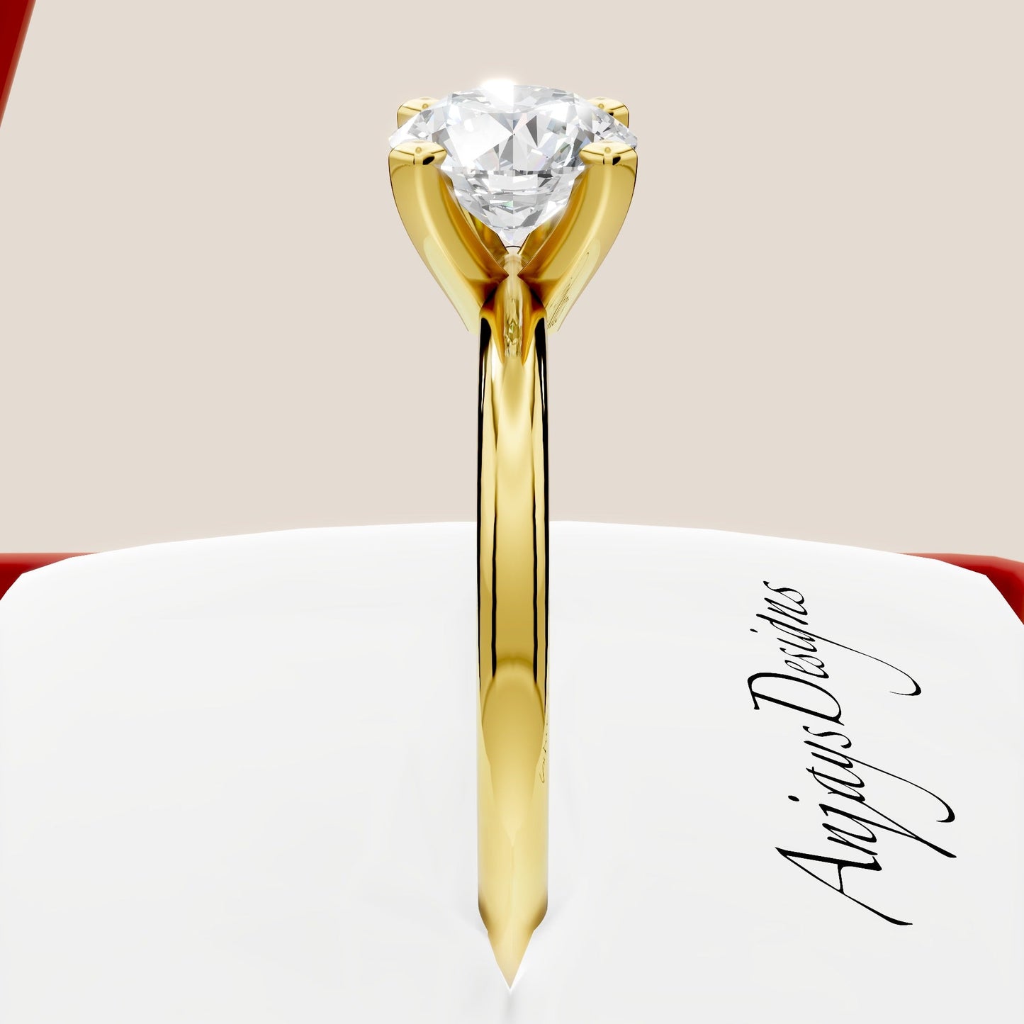 1 Carat Round Lab Grown Diamond Engagement Ring Minimalist Solitaire 4 Prongs Dainty Wedding Ring