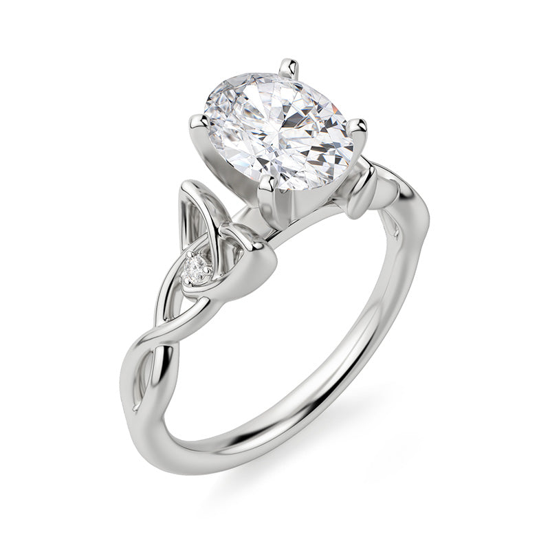 Solitaire Celtic Knot Oval Cut Moissanite Engagement Ring