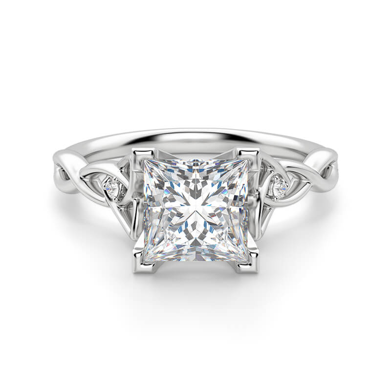 Solitaire Celtic Knot Princess Cut Moissanite Engagement Ring
