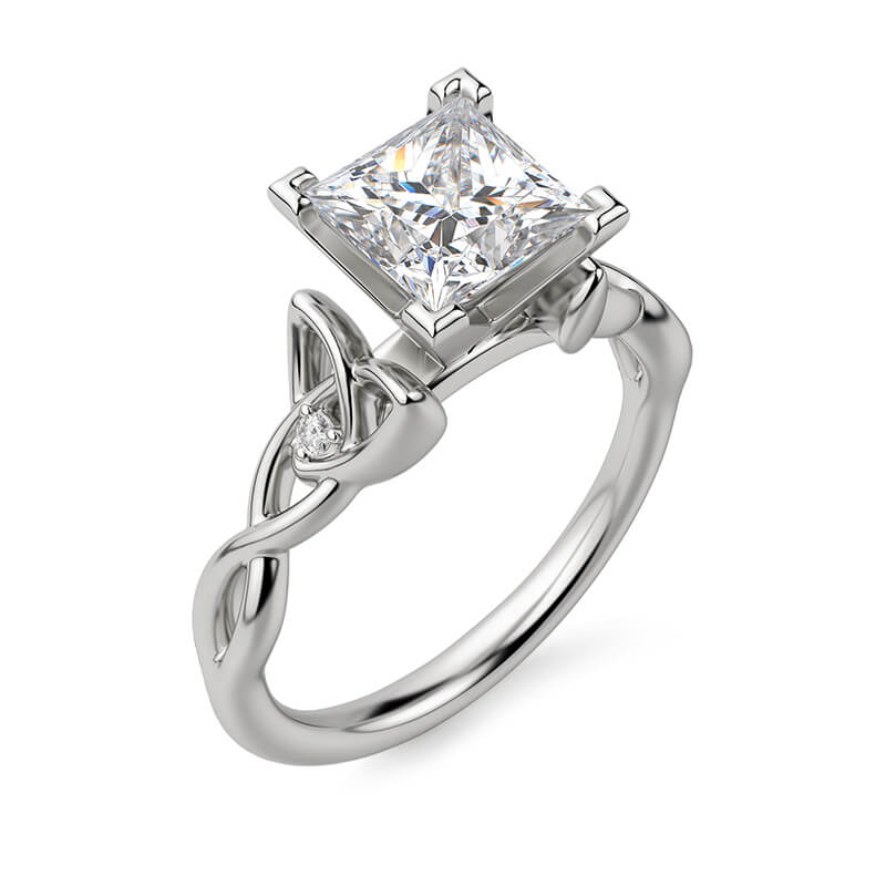 Solitaire Celtic Knot Princess Cut Moissanite Engagement Ring