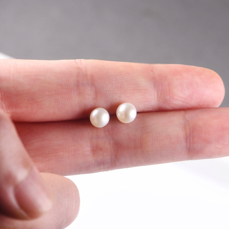 Solitaire Freshwater Pearl Sterling Silver Stud Earrings