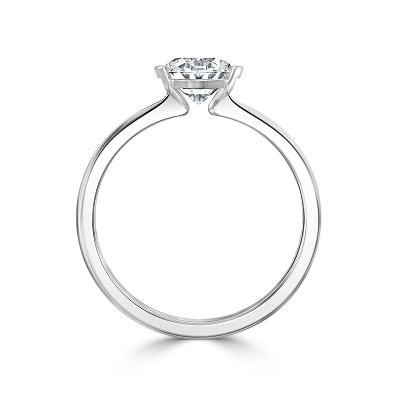 Solitaire Half Bezel Oval Moissanite Engagement Ring