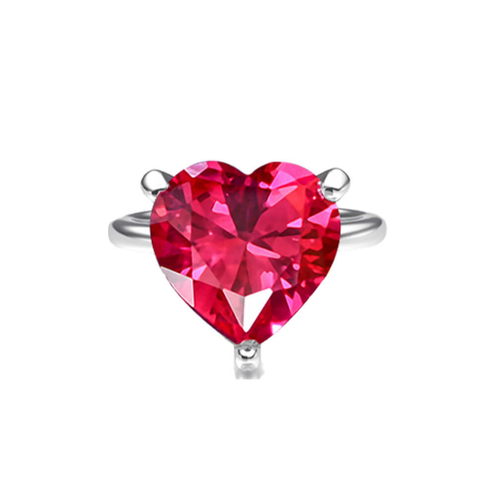 Solitaire Heart Cut Sapphire Sterling Silver Ring