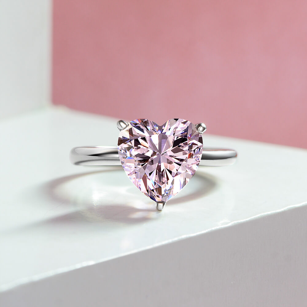 Solitaire Heart Cut Sapphire Sterling Silver Ring