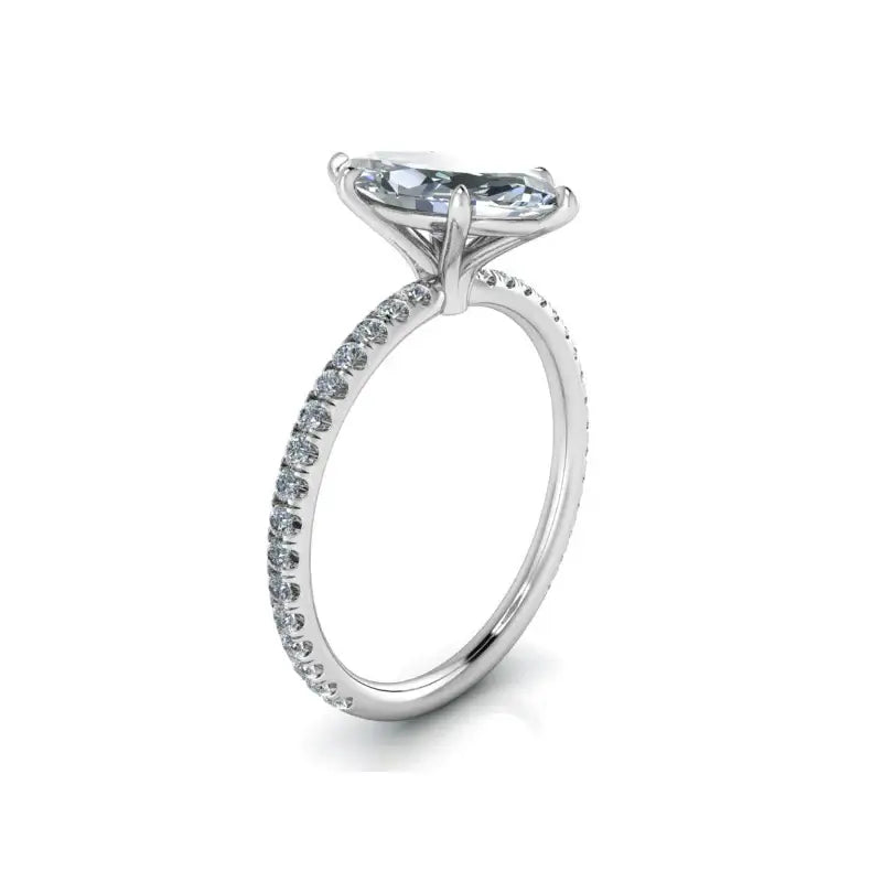 Solitaire Marquise Cut Simulated Diamond Pave Engagement Ring