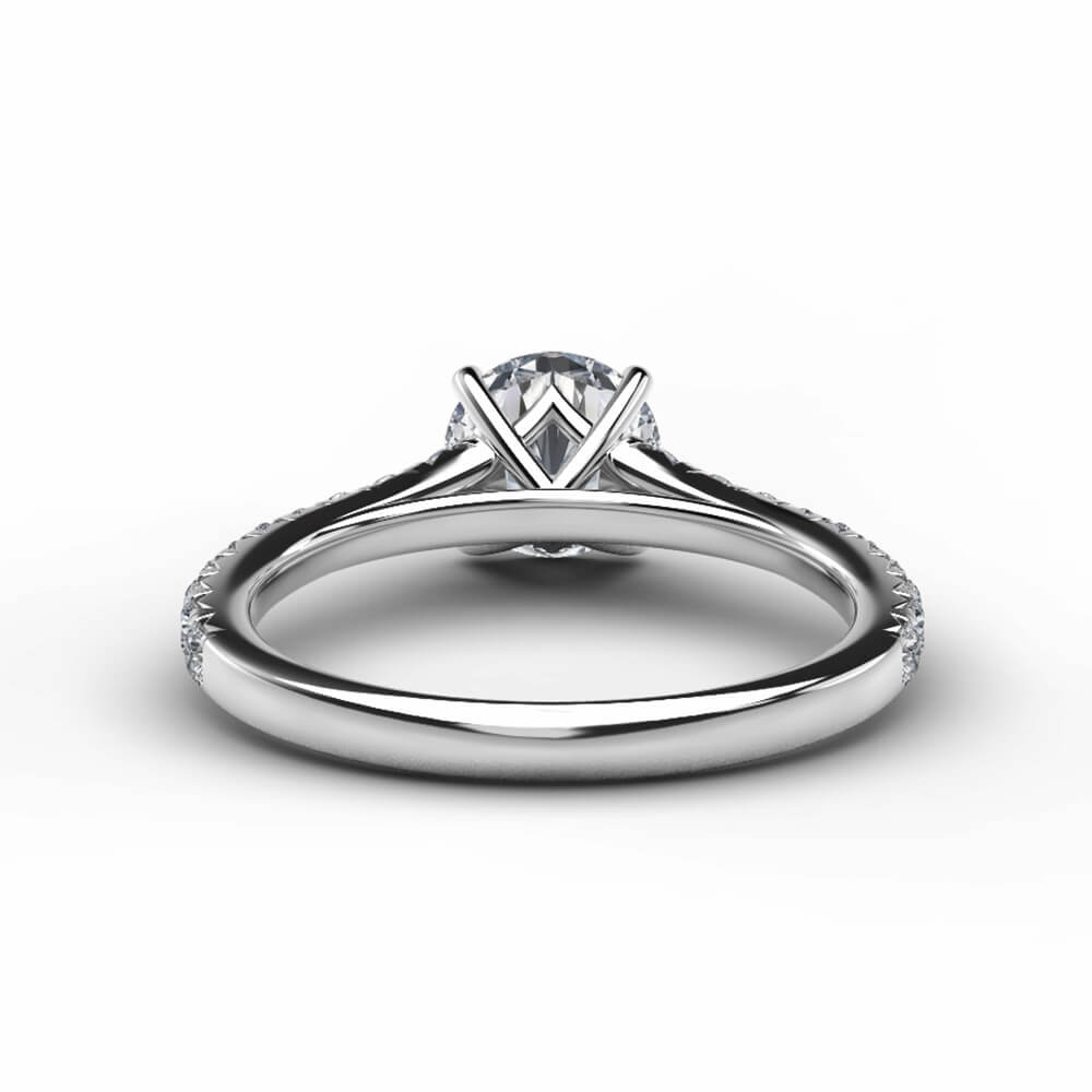 Solitaire Round Moissanite Pave Gold Engagement Ring