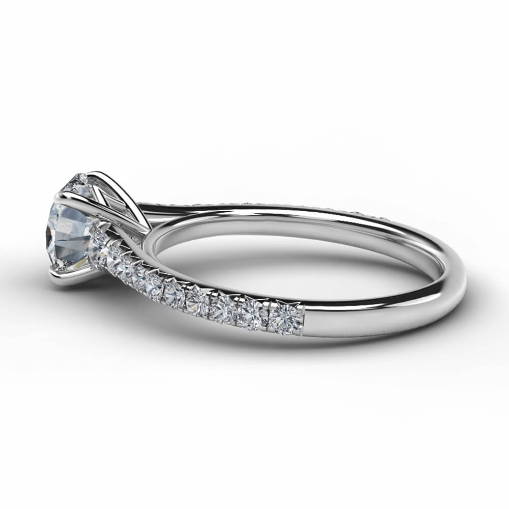 Solitaire Round Moissanite Pave Gold Engagement Ring