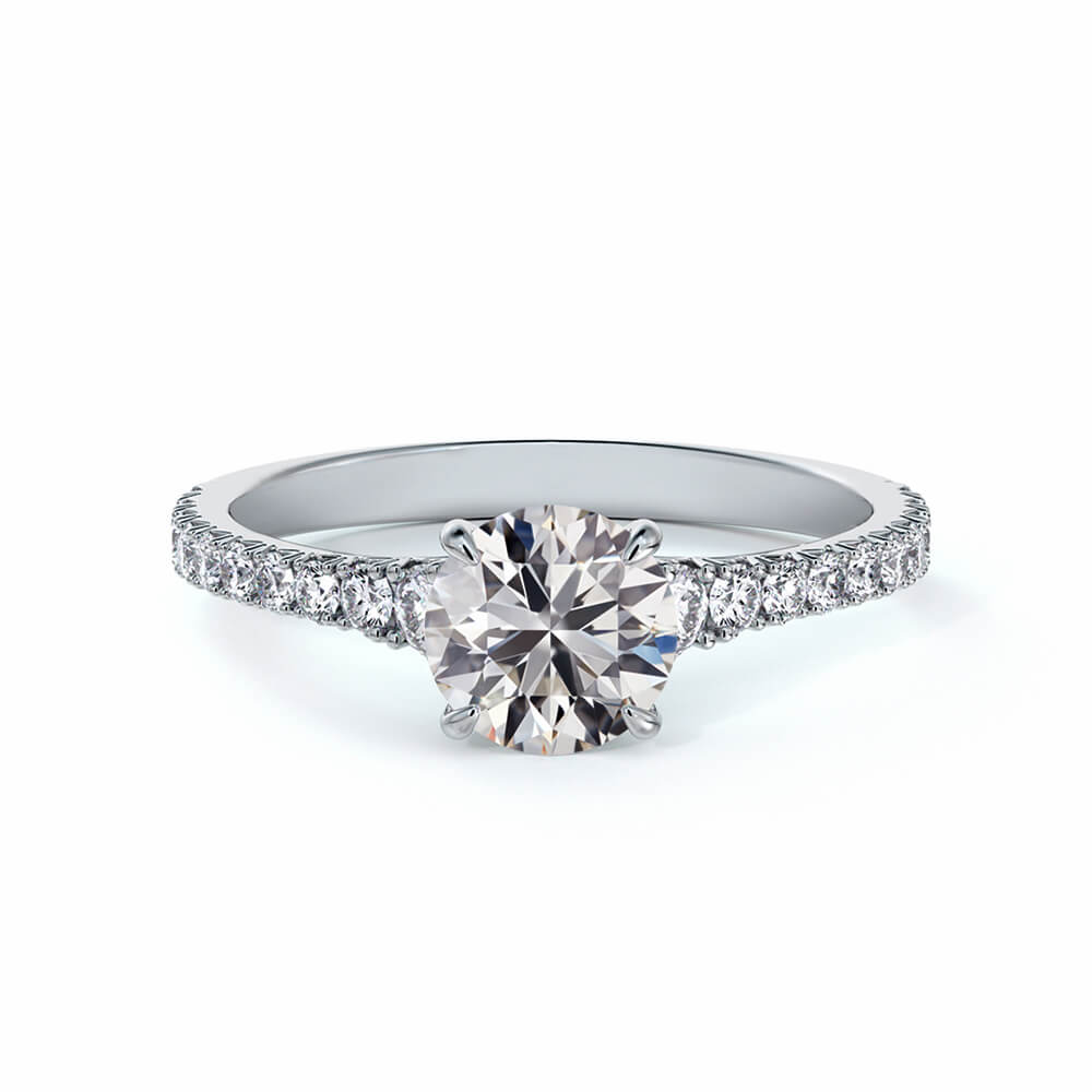 Solitaire Round Moissanite Pave Gold Engagement Ring