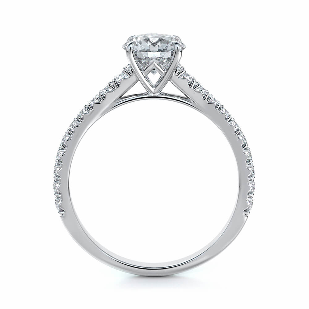 Solitaire Round Moissanite Pave Gold Engagement Ring