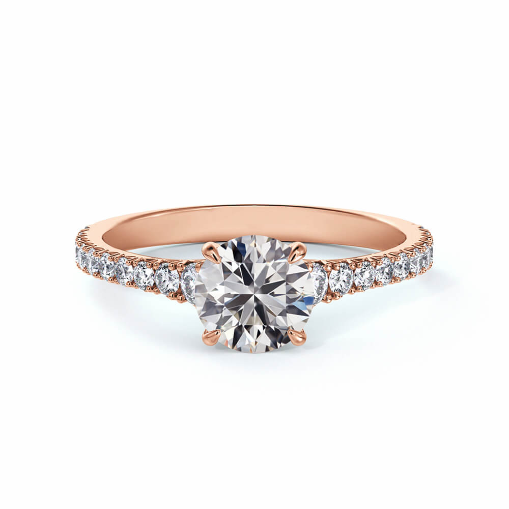 Solitaire Round Moissanite Pave Gold Engagement Ring