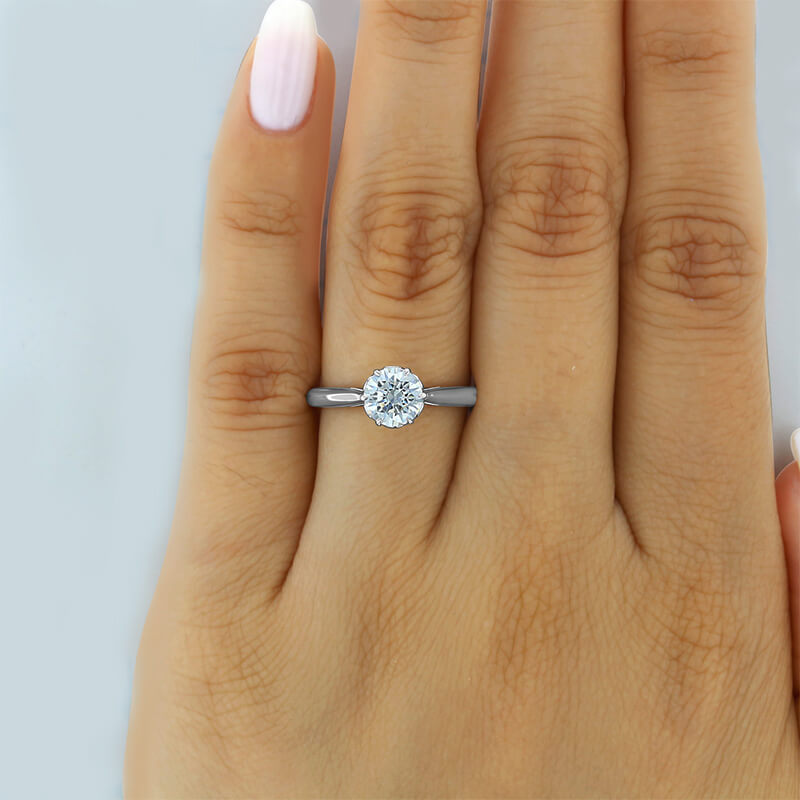 Solitaire Moissanite Six Prong Engagement Ring