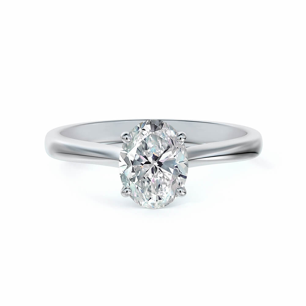Solitaire Oval Cut Moissanite Gold Engagement Ring