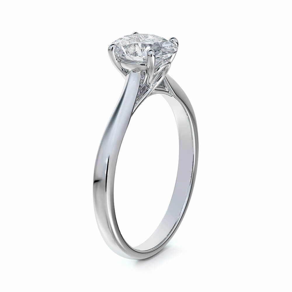 Solitaire Oval Cut Moissanite Gold Engagement Ring