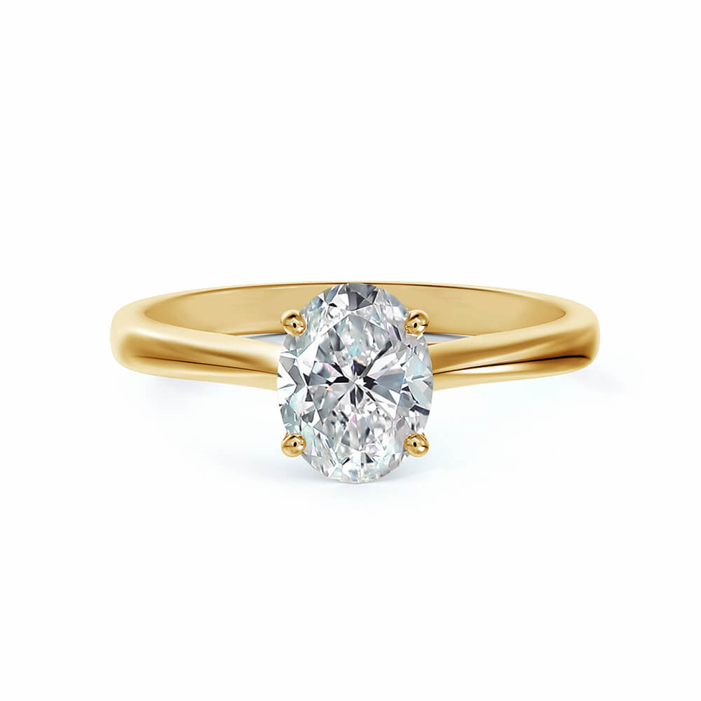 Solitaire Oval Cut Moissanite Gold Engagement Ring