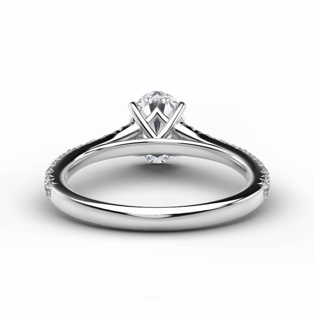 Solitaire Oval Cut Moissanite Pave Gold Engagement Ring