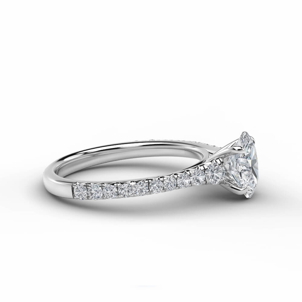 Solitaire Oval Cut Moissanite Pave Gold Engagement Ring