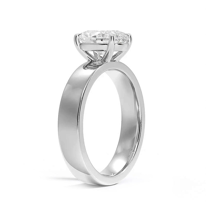 Solitaire Oval Cut Moissanite Wide Band Engagement Ring