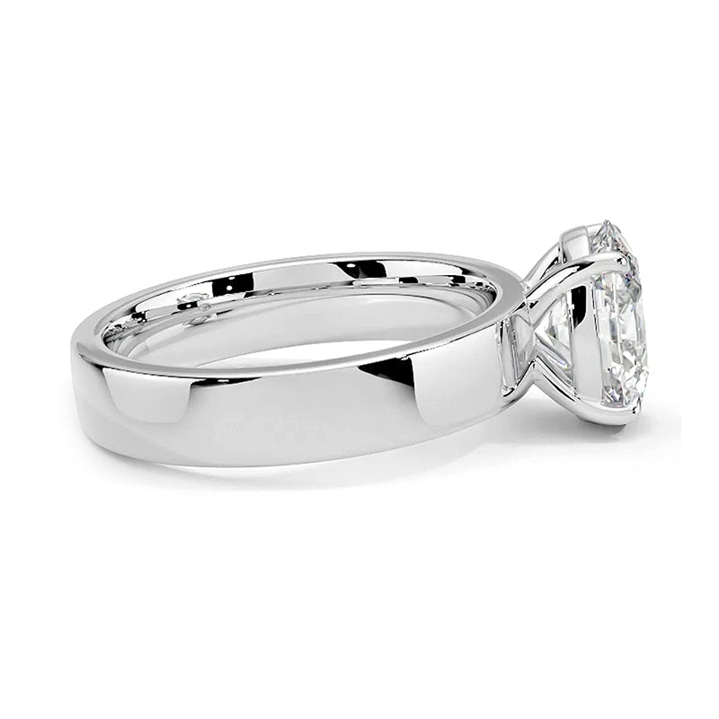 Solitaire Oval Cut Moissanite Wide Band Engagement Ring