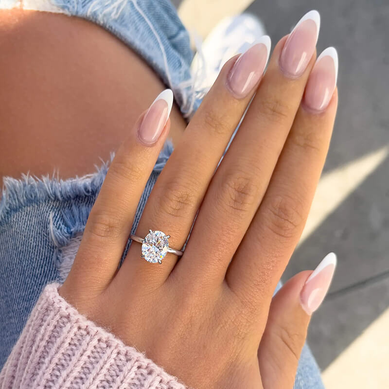 Solitaire Oval Cut Simulated Diamond Engagement Ring
