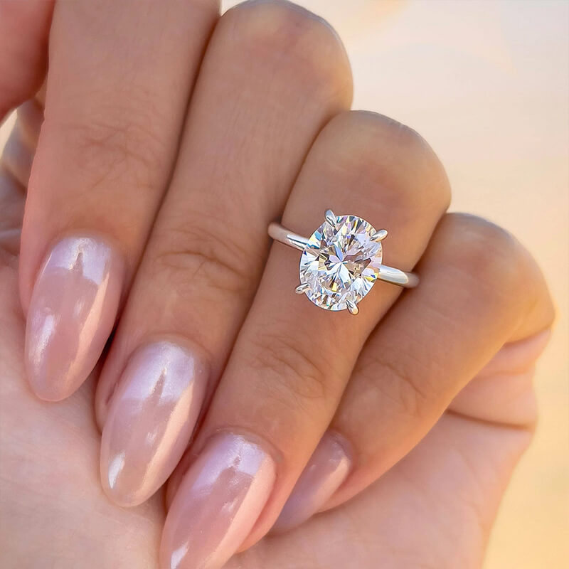 Solitaire Oval Cut Simulated Diamond Engagement Ring