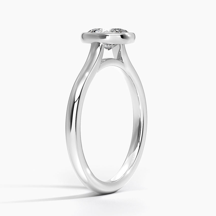 Solitaire Oval Moissanite Bezel Set Engagement Ring