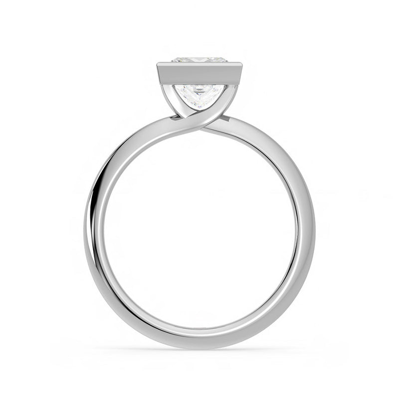 Solitaire Princess Cut Moissanite Bezel Set Engagement Ring