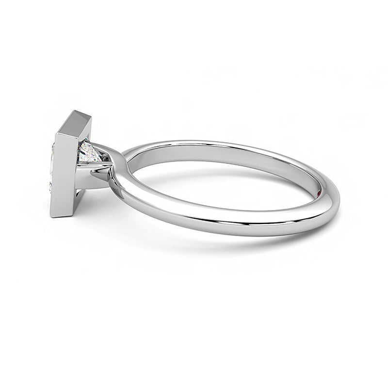 Solitaire Princess Cut Moissanite Bezel Set Engagement Ring