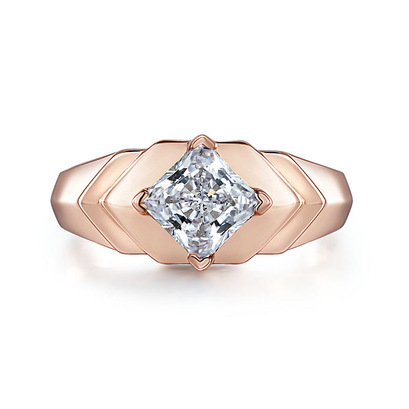 Solitaire Princess Cut Moissanite Engagement Ring
