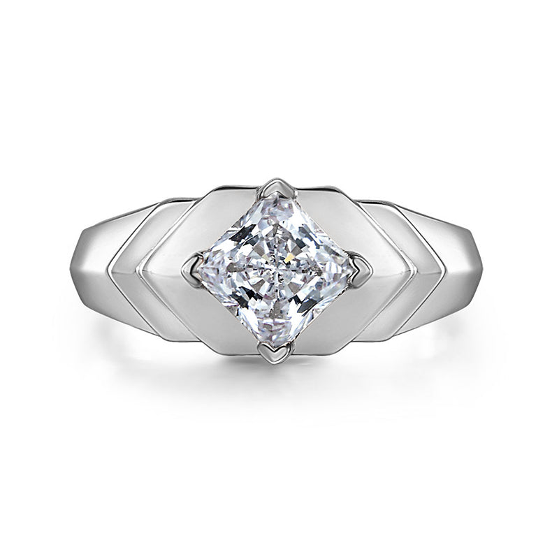 Solitaire Princess Cut Moissanite Engagement Ring
