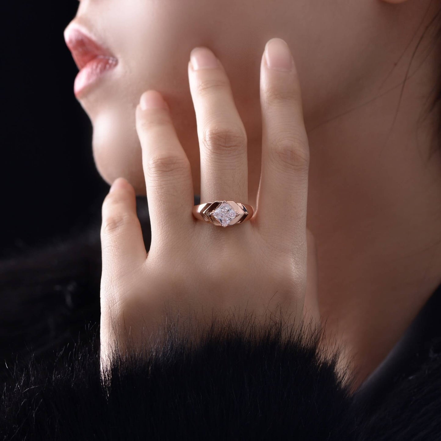 Solitaire Princess Cut Moissanite Engagement Ring