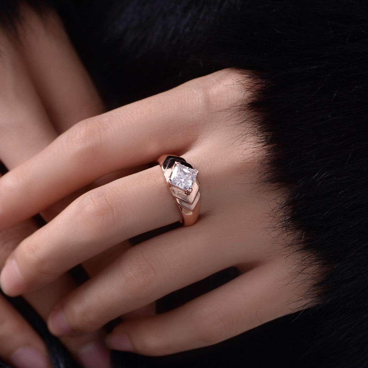 Solitaire Princess Cut Moissanite Engagement Ring