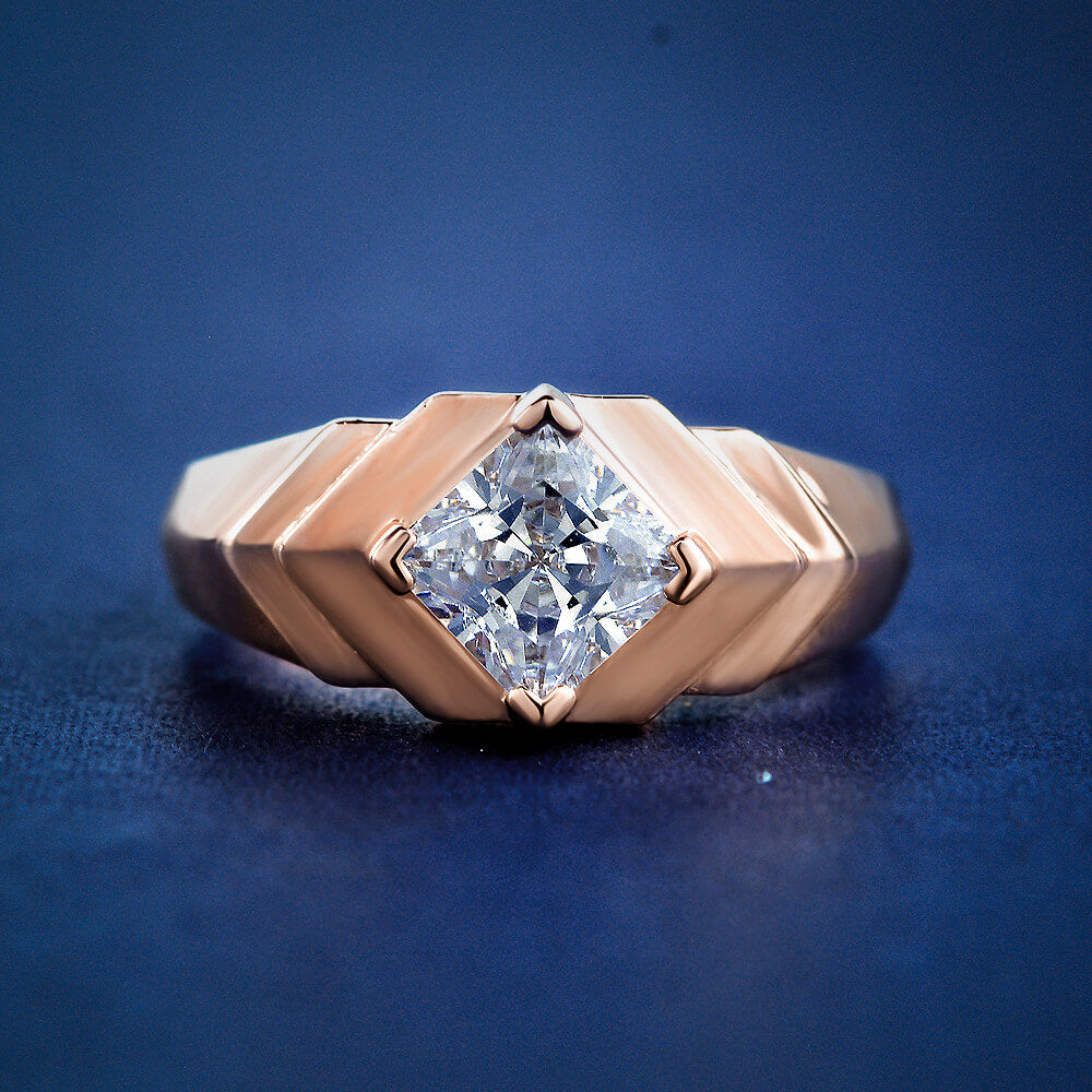 Solitaire Princess Cut Moissanite Engagement Ring