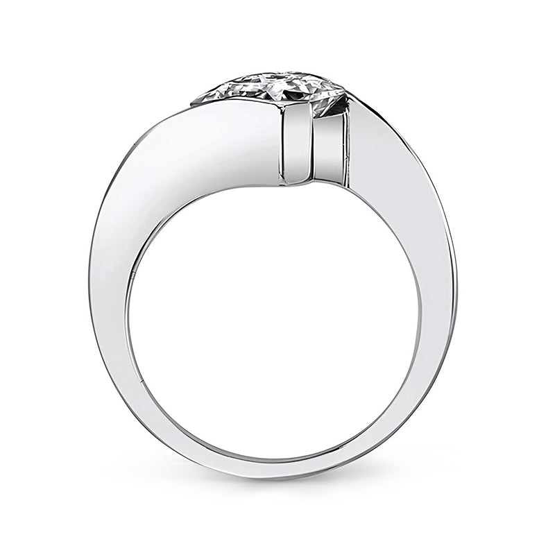 Solitaire Princess Cut Moissanite Half Bezel Bypass Engagement Ring