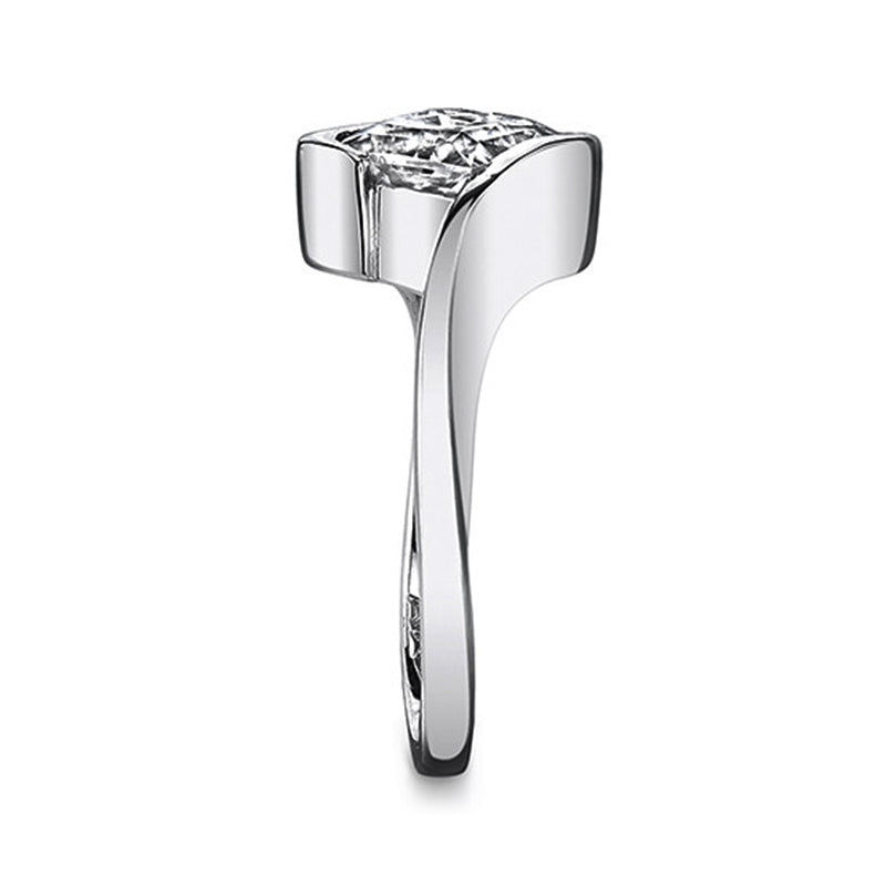 Solitaire Princess Cut Moissanite Half Bezel Bypass Engagement Ring