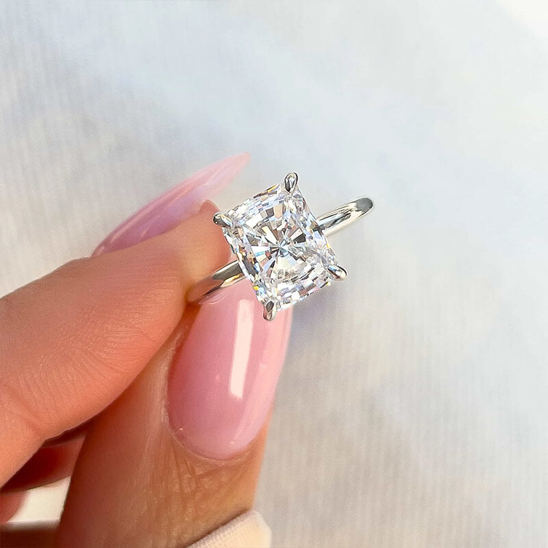 Solitaire Radiant Cut Simulated Diamond Engagement Ring