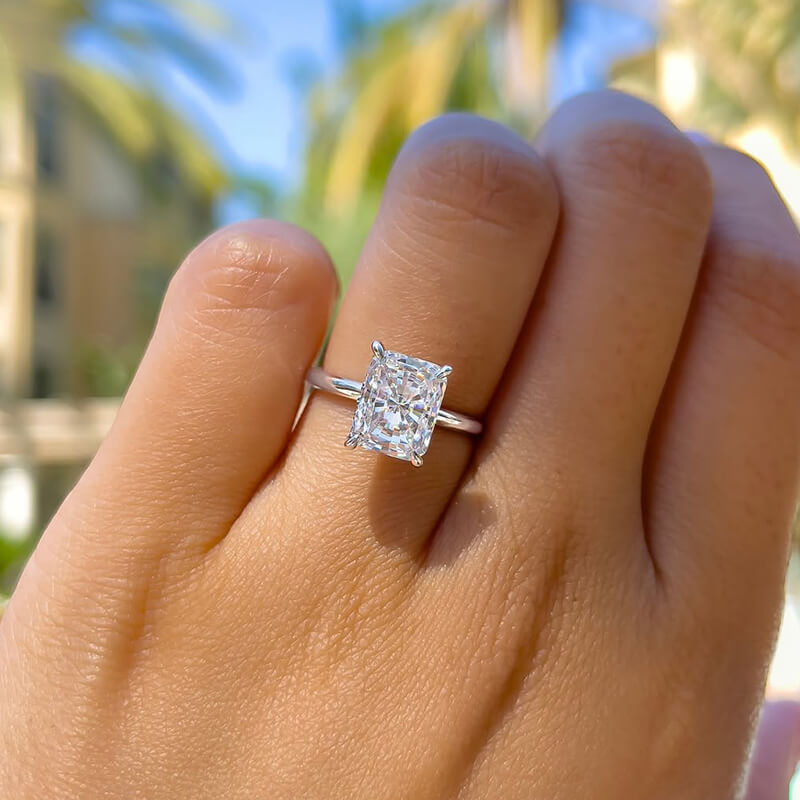 Solitaire Radiant Cut Simulated Diamond Engagement Ring