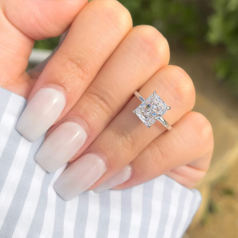 Solitaire Radiant Cut Simulated Diamond Engagement Ring