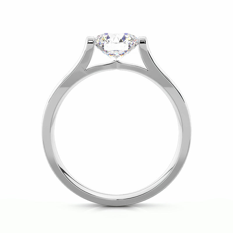 Solitaire Round Moissanite Bar Set Engagement Ring