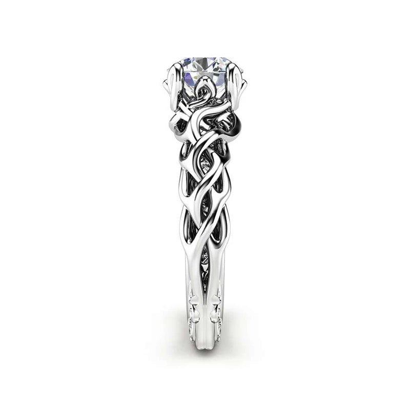 Solitaire Round Moissanite Braided Twisted Celtic Engagement Ring