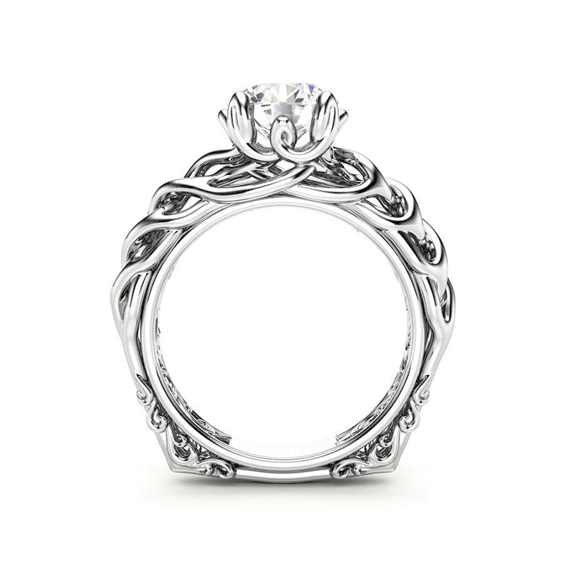 Solitaire Round Moissanite Braided Twisted Celtic Engagement Ring