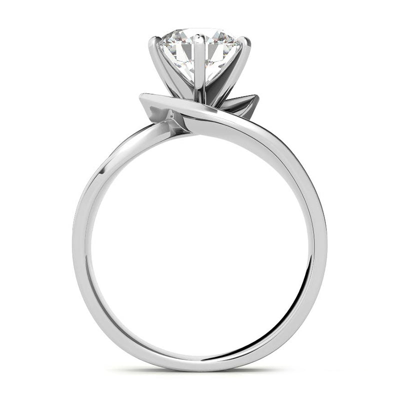 Solitaire Round Moissanite Concave Wide Band Engagement Ring