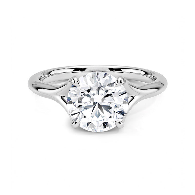 Solitaire Round Moissanite Petite Split Shank Engagement Ring